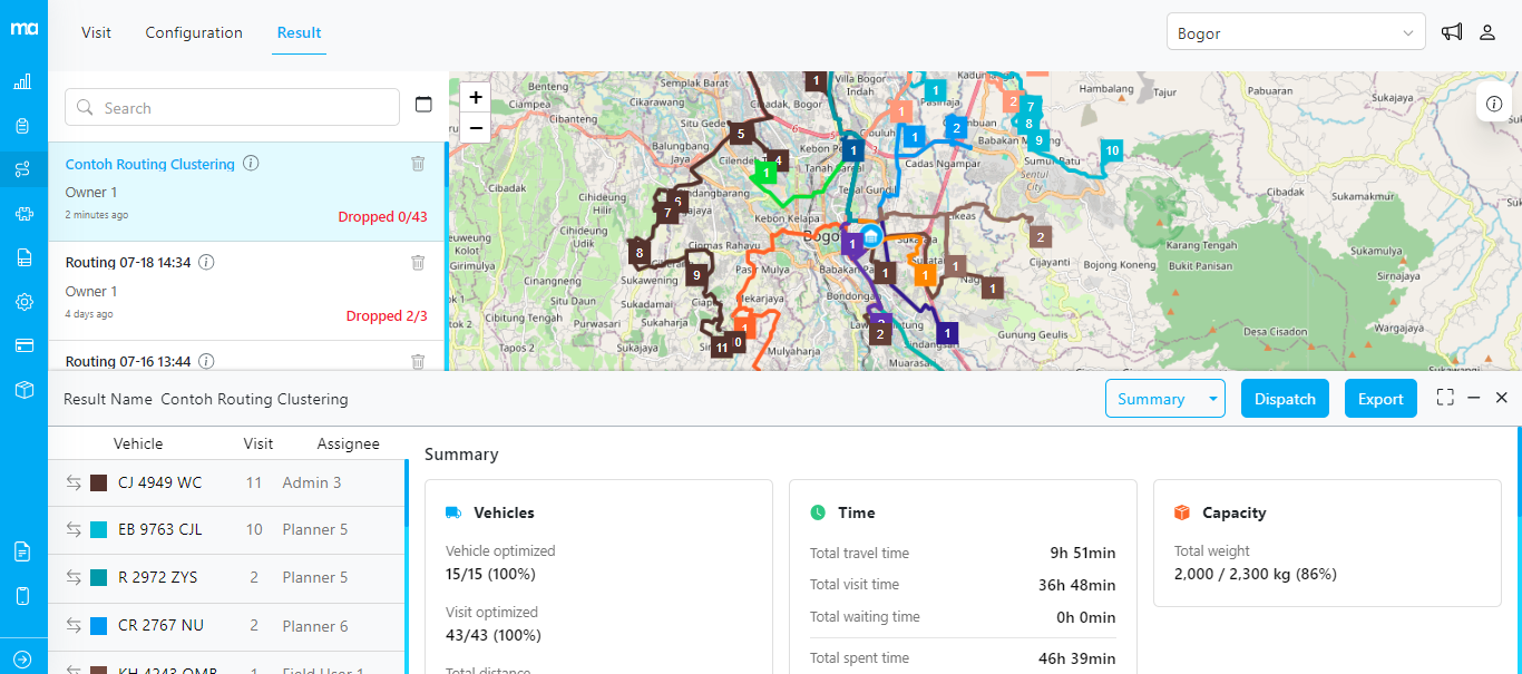 Routing Result in MileApp