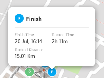 Finish information card