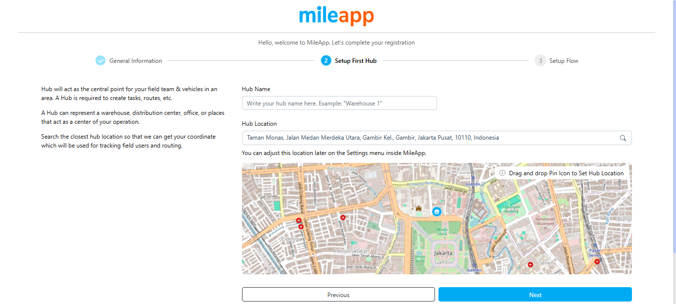 Hub setup verification step