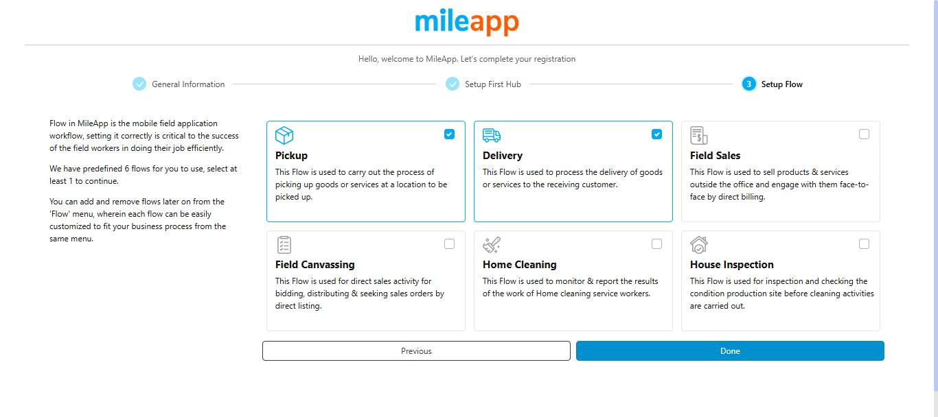 Flow selection verification step
