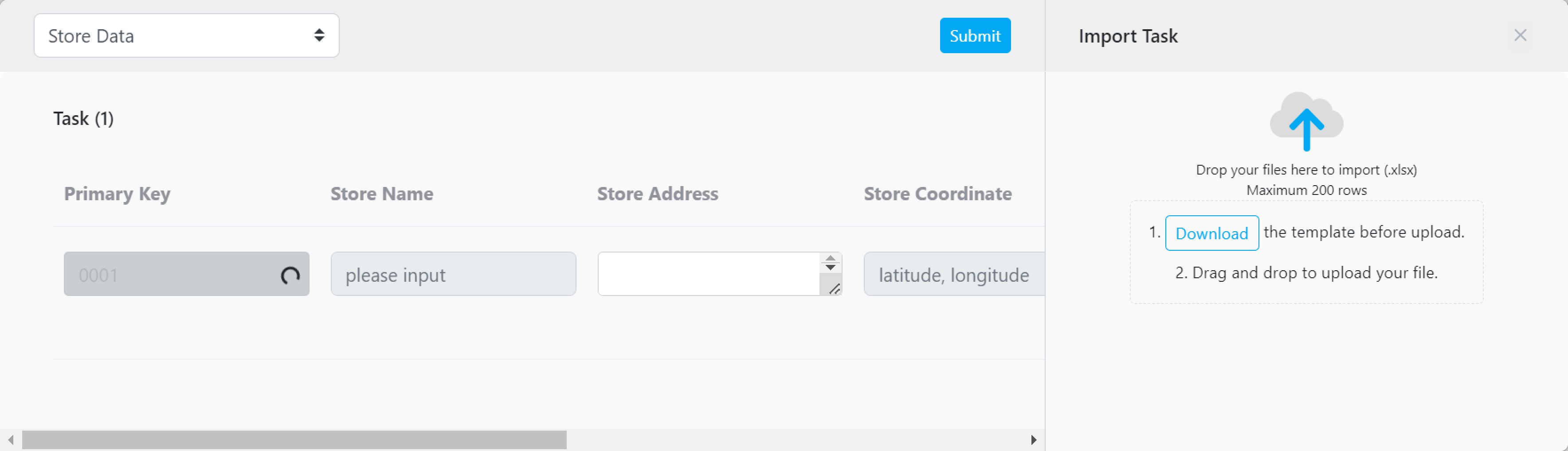 Bulk input typing primary key