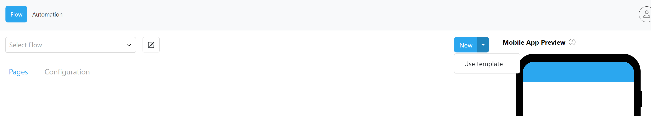 Creating a flow from an existing template from the Flow page