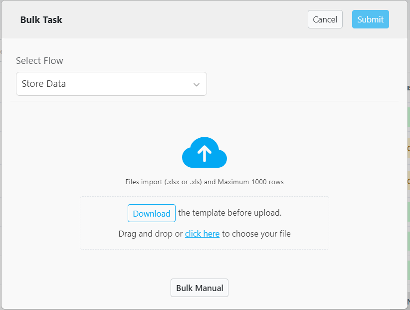 Import xlsx file dialog