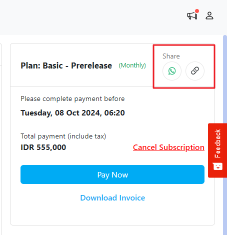 Share payment link options