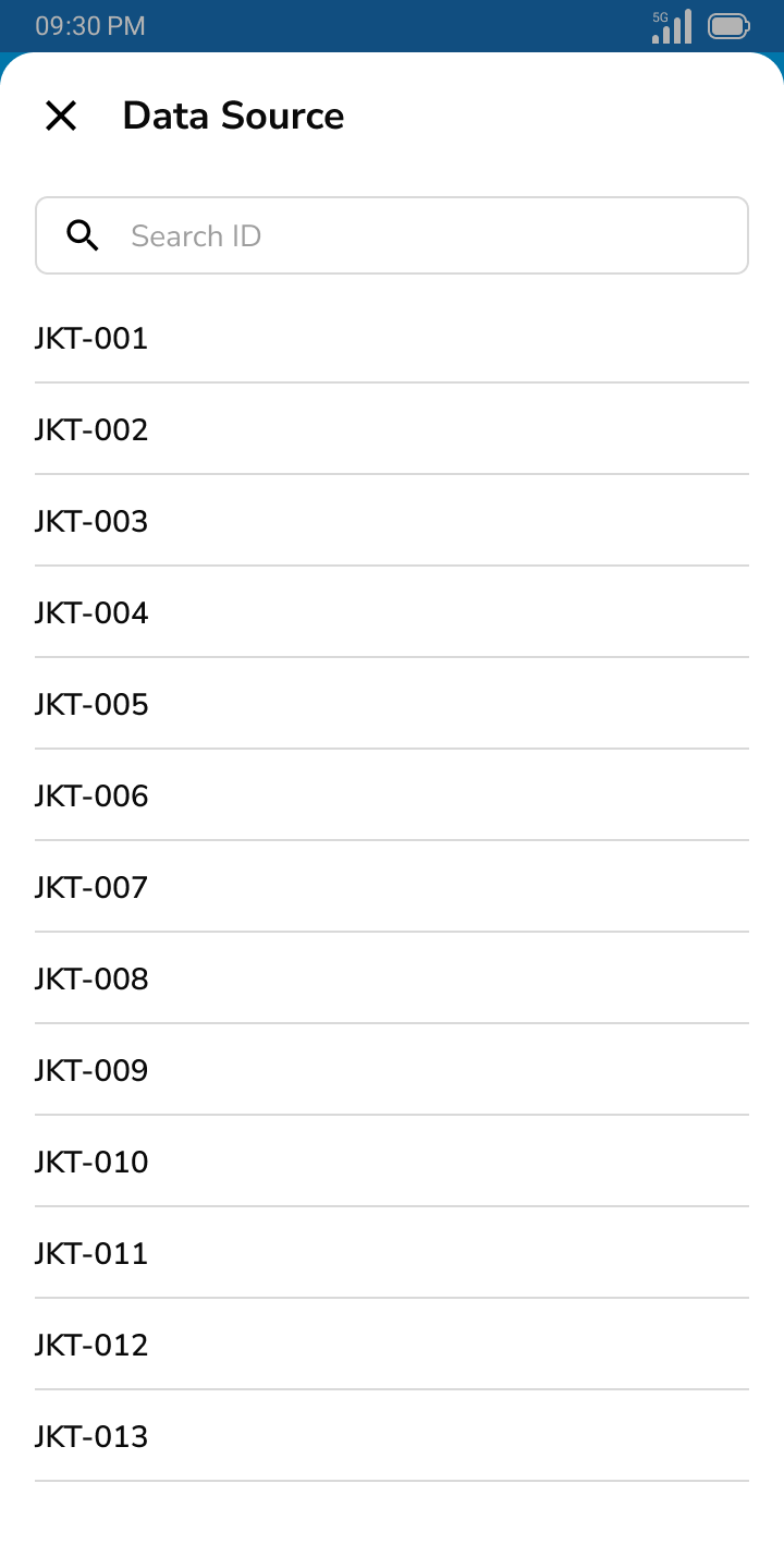 Mobile app data selection popup