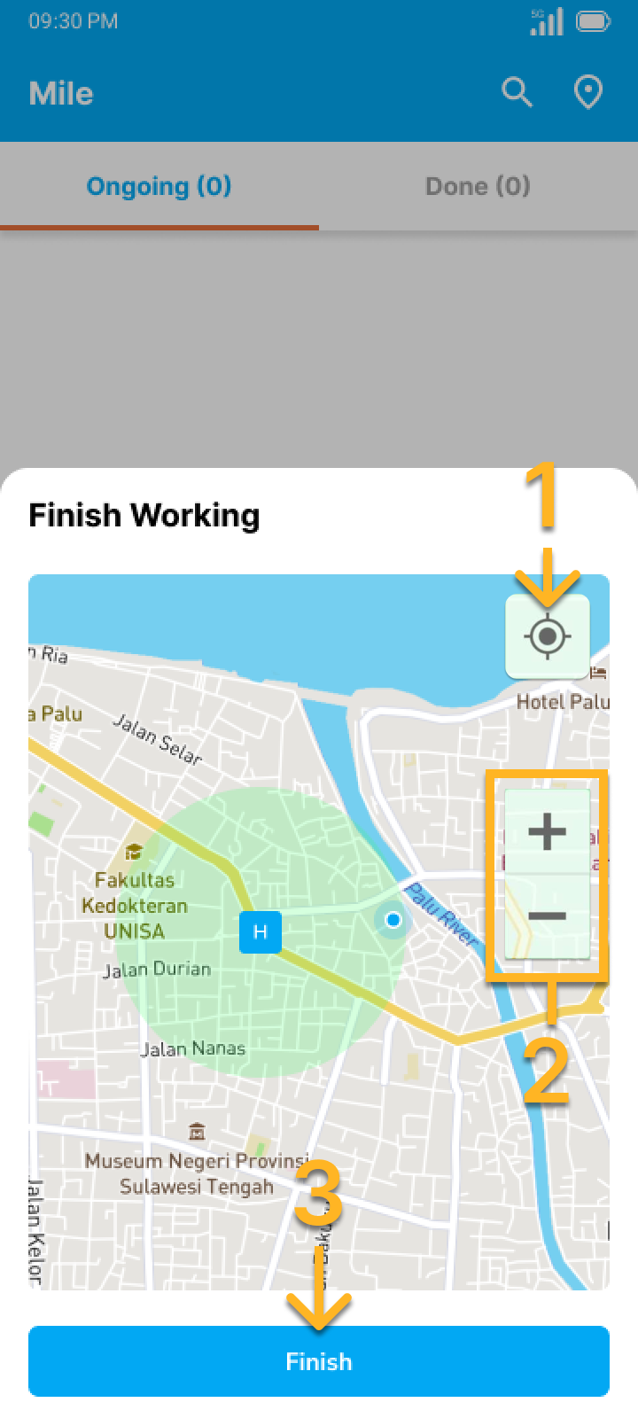 Finish page on MileApp Field