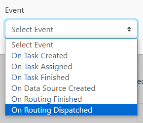 Event selection dropdown