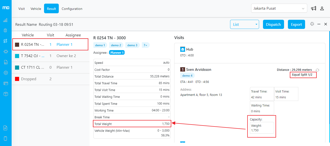 First segment in vehicle 1
