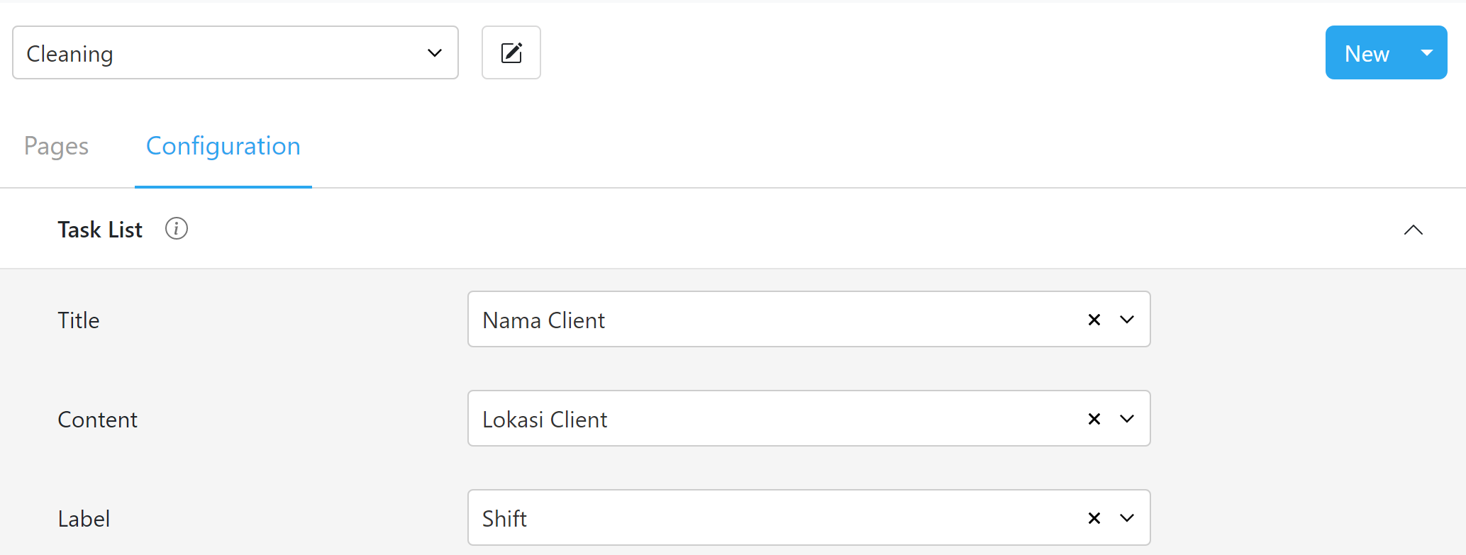 Configuring the Title, Content, and Label from the flow menu