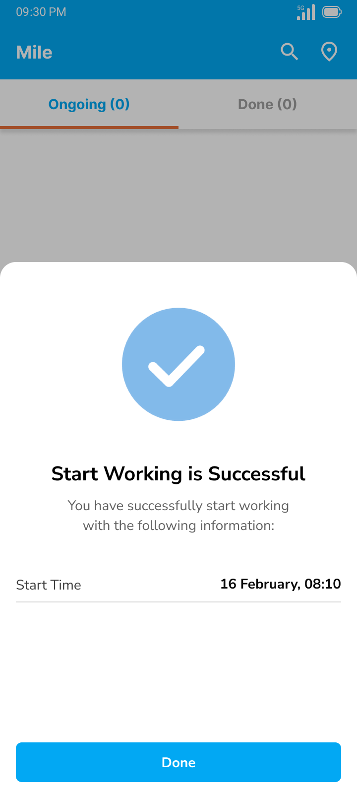 Start confirmation page